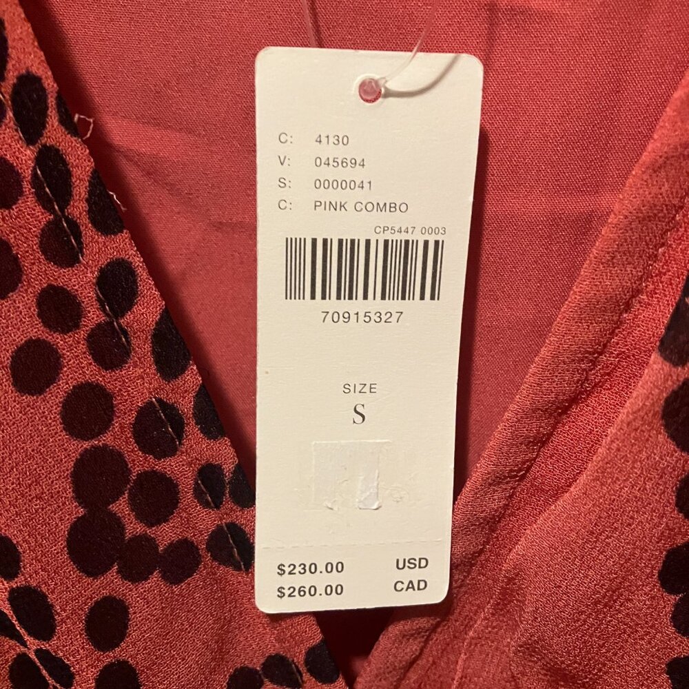 Anthropologie Pink to Peach Gradient Midi Dress with Black Floral Print - Picture 5 of 7